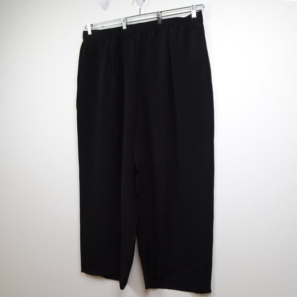 Eileen Fisher Silk Wide Leg Pants Women's Plus Size 3X Black Pleated Full Length - Picture 3 of 9